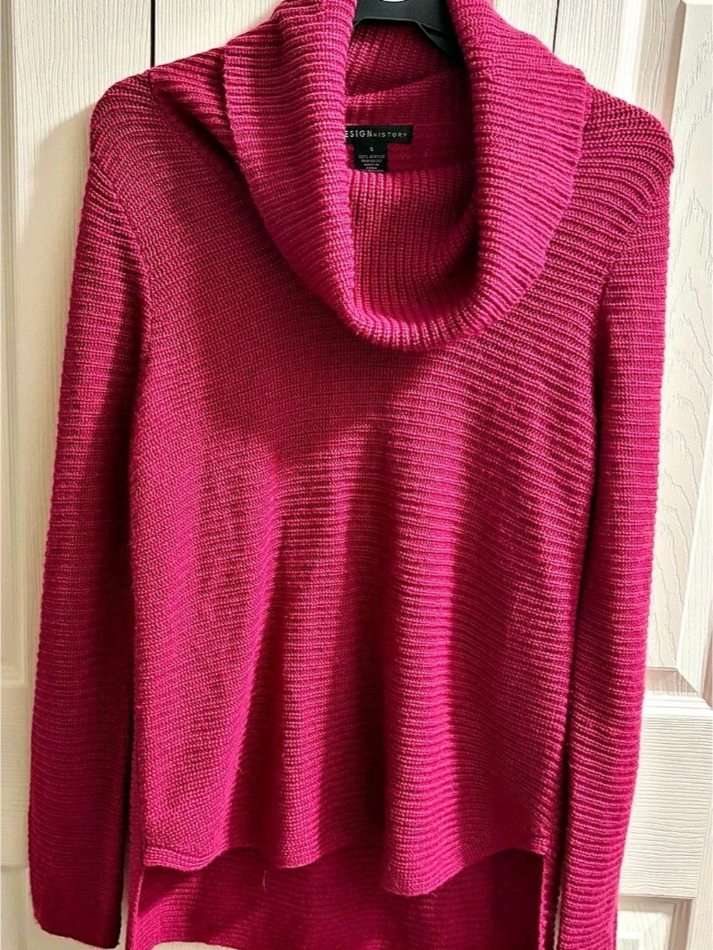Design History Cowl Neck Knit Sweater in Pink Small
